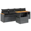 vidaXL 5-delige Loungeset met kussens poly rattan zwart