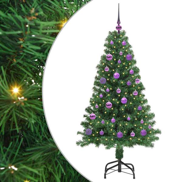 vidaXL Kunstkerstboom Groen 150 cm PVC en Staal en Kunststof