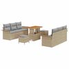 vidaXL Tuinbankenset met kussen 9 pcs Beige poly rattan