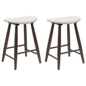 vidaXL Eettafelstoelen 2 st Massief Rubberhout Lichtbruin en licht
