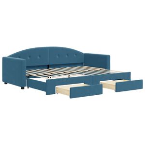 vidaXL Slaapbank met onderschuifbed en lades 80x200 cm fluweel blauw