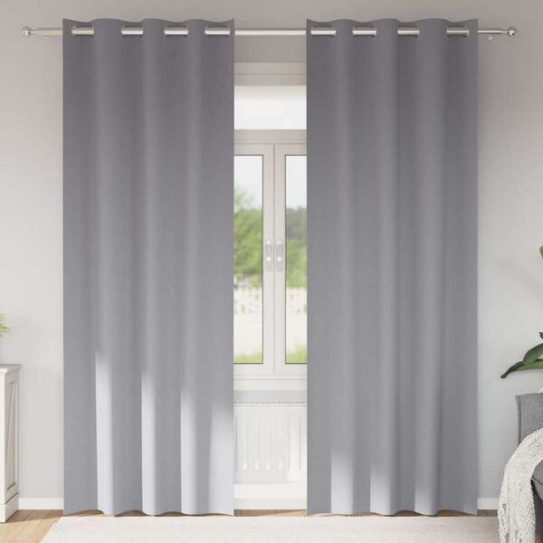 vidaXL Zwart-out Gordijnen met Ringen 2 pcs Lichtgrijs 260 x 140 cm
