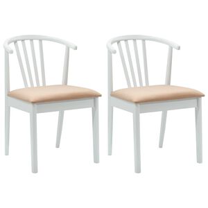 vidaXL Eetkamerstoel 2 st Massief Rubberhout Wit en Bruin