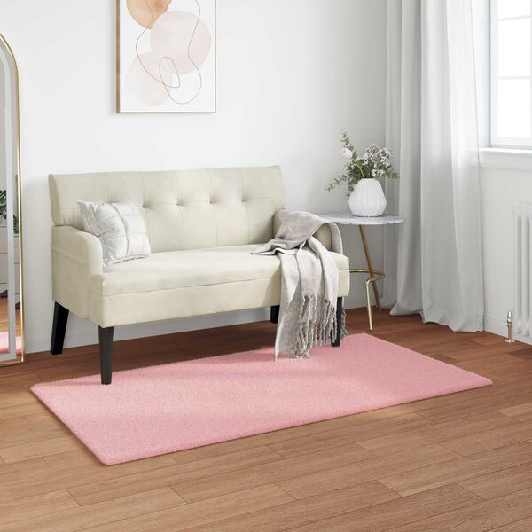 vidaXL Nep Konijnenbont Tapijt Olite Roze 80 x 150 cm Polyester