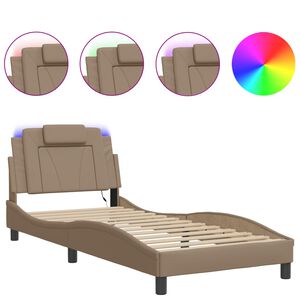 vidaXL Bedframe "Viana" met LED zonder matras cappuccino 80x200 cm