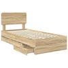 vidaXL Bedframe met lade Sonoma Eiken 100 x 200 cm Geconstrueerd hout