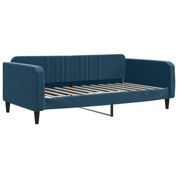 vidaXL Slaapbank met onderschuifbed 100x200 cm fluweel blauw