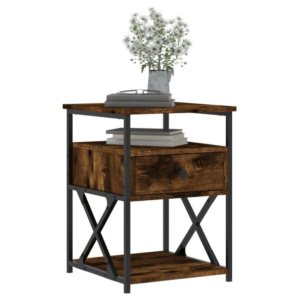 vidaXL Nachtkastje 40x42x55 cm bewerkt hout gerookt eikenkleurig