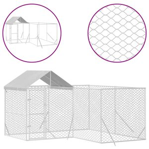 vidaXL Hondenkennel met dak 4x4x2,5 m gegalvaniseerd staal zilver