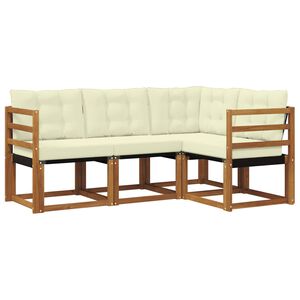 vidaXL Buiten bankenset met kussen 4 pcs Natuurlijk en Cr&egrave;me
