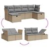 vidaXL 6-delige Loungeset met kussens poly rattan gemengd beige
