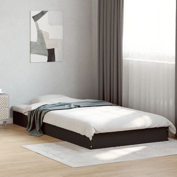 vidaXL Bedframe bewerkt hout zwart 90x190 cm