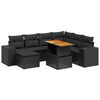 vidaXL 8-delige Loungeset met kussens poly rattan zwart