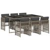 vidaXL 7-delige Tuinset met kussens poly rattan grijs