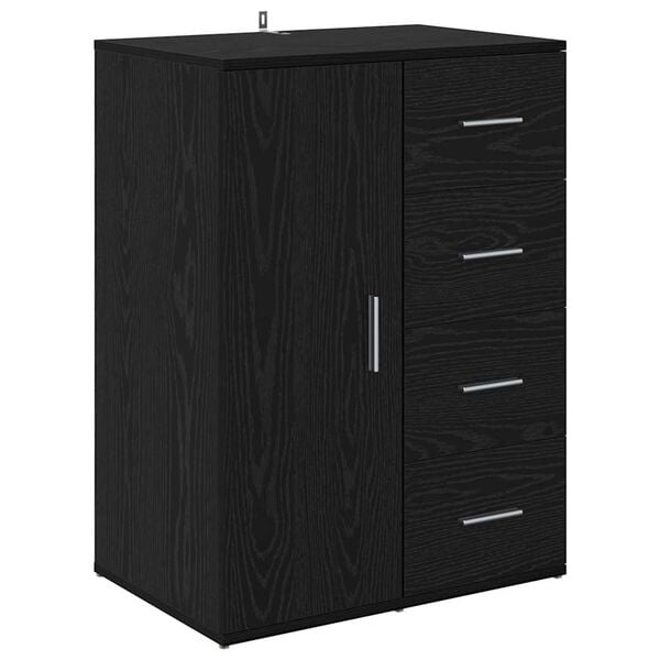 vidaXL Dressoir met lade Zwart Eiken 59 x 39 x 80 cm Bewerkt hout