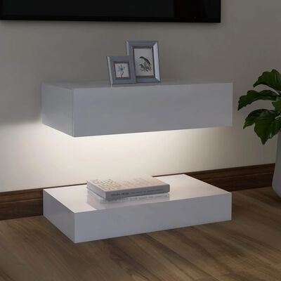 vidaXL Tv-meubel met LED-verlichting 60x35 cm hoogglans wit