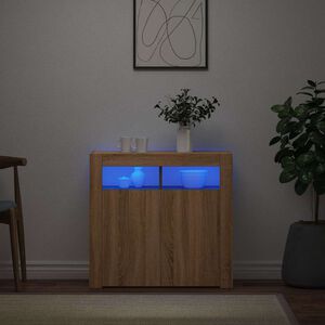 vidaXL Dressoir met LED-verlichting 80x35x75 cm sonoma eikenkleurig