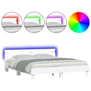 vidaXL Bedframe met hoofdeinde en LED wit 180x200 cm