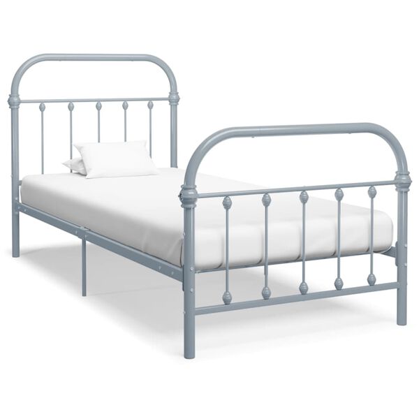 vidaXL Bedframe metaal grijs 90x200 cm