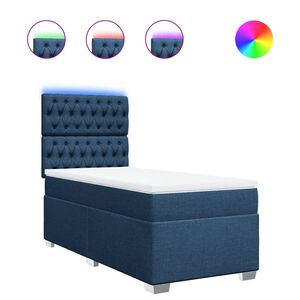 vidaXL Boxspring met matras stof blauw 80x200 cm