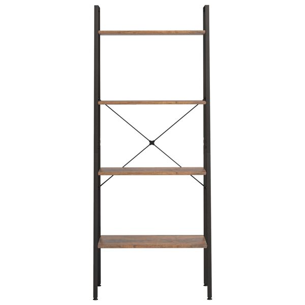 vidaXL Ladderrek met 4 schappen 56x35x140 cm donkerbruin en zwart