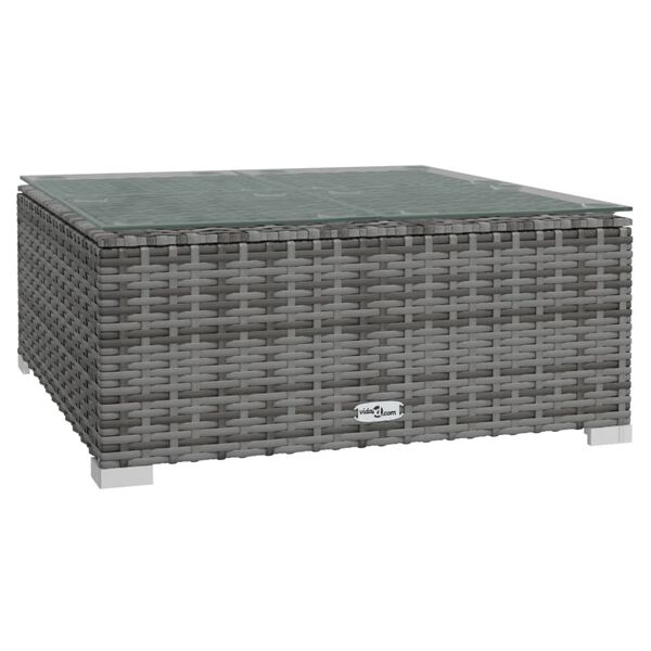 vidaXL Tuintafel 60x60x30 cm poly rattan en glas grijs