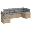 vidaXL 6-delige Loungeset met kussens poly rattan beige
