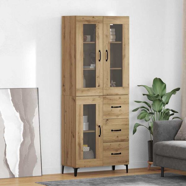 vidaXL Highboard Artisan Eiken 69,5 x 34 x 180 cm Bewerkt hout