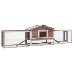 vidaXL Konijnenhok 310x70x87 cm massief grenen- en vurenhout mokka