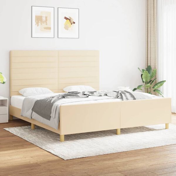 vidaXL Bedframe zonder matras stof cr&egrave;mekleurig 180x200 cm