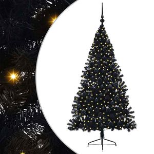 vidaXL Kunstmatig Voorverlicht Kerstboom met 300 LED Zwart 180 cm PVC