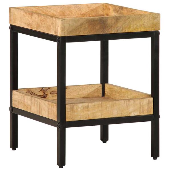 vidaXL Bijzettafel met plank Bruin 35 x 35 x 45 cm massief mangohout