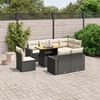 vidaXL 9-delige Loungeset met kussens poly rattan zwart