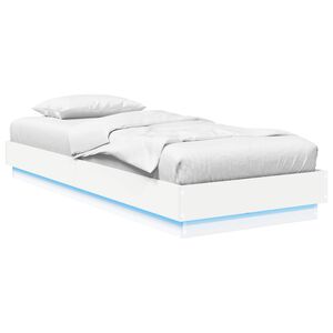vidaXL Bed Frame met LED Wit 80 x 200 cm Bewerkt hout
