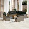vidaXL 12-delige Loungeset met kussens poly rattan grijs