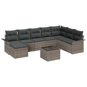 vidaXL Tuin Sofa Set met kussen met opslag 9 pcs Zwart Poly riet