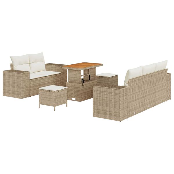 vidaXL Tuin Sofa Set met kussen 8 pcs Beige poly rattan