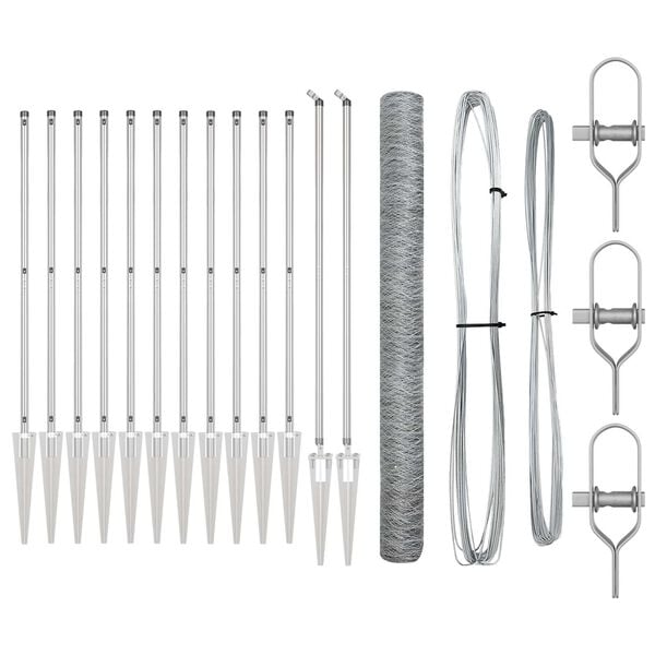 vidaXL Afrasteringspaal Zilver 25 x 1,6 m (50 mm gaas) Staal