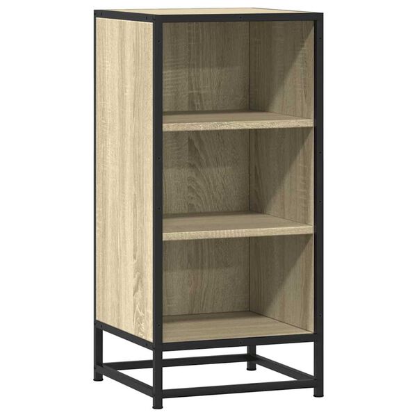 vidaXL Dressoir 35,5x35x76 cm bewerkt hout en metaal sonoma eikenkleur