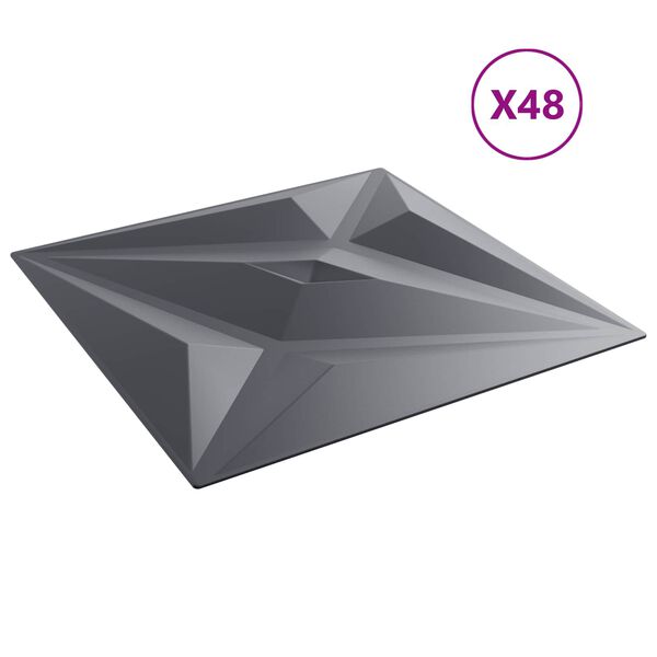 vidaXL Wandpanelen Ster 48 pcs Ster Grijs 50 x 50 cm XPS Schuim