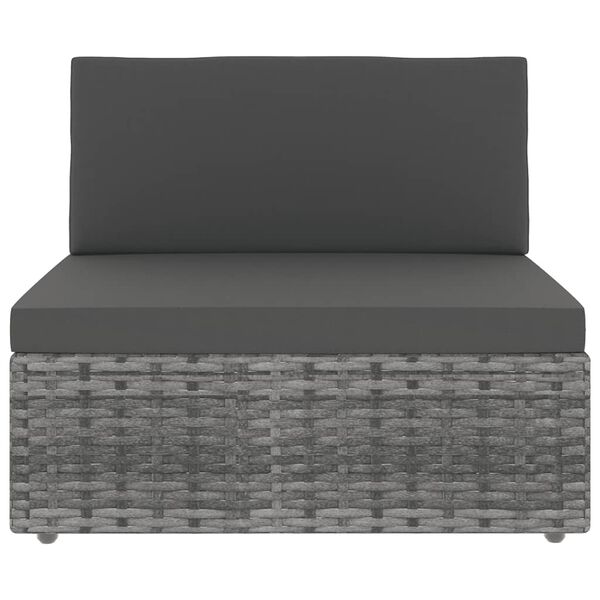 vidaXL 9-delige Loungeset met kussens poly rattan grijs