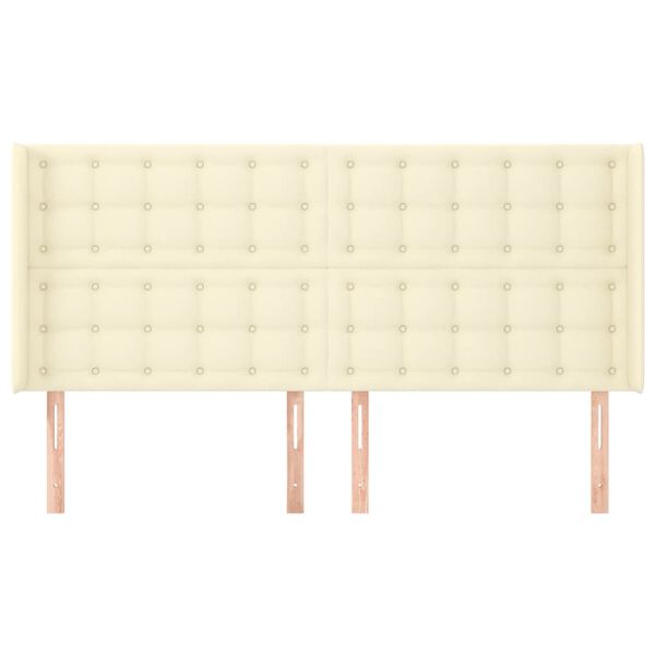 vidaXL Hoofdbord met randen 203x16x118/128 cm kunstleer cr&egrave;mekleurig