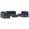 vidaXL 7-delige Loungeset met kussens poly rattan grijs