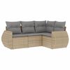 vidaXL 4-delige Loungeset met kussens poly rattan beige