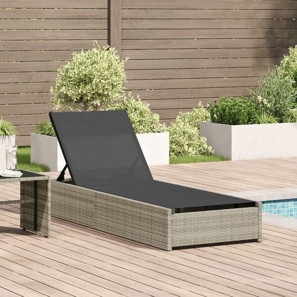 vidaXL Ligstoel met kussen 1-persoon Beige 60 x 200 x 27cm poly rattan