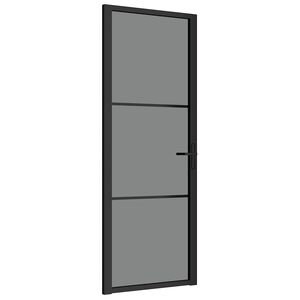 vidaXL Binnendeur 76x201,5 cm ESG-glas en aluminium zwart