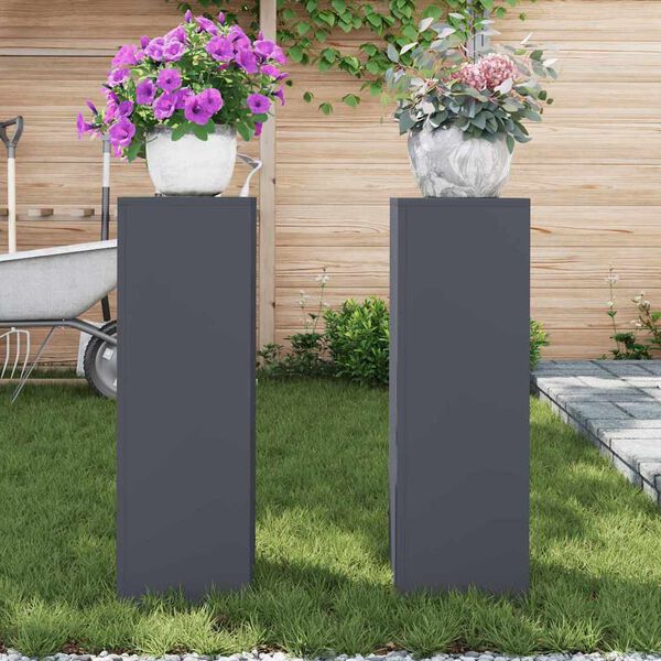 vidaXL Plantenstandaard 2 pcs Antraciet 24 x 24 x 75 cm Staal