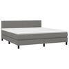 vidaXL Boxspring met matras en LED stof donkergrijs 160x200 cm