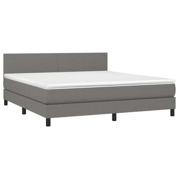 vidaXL Boxspring met matras en LED stof donkergrijs 160x200 cm