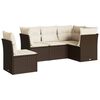 vidaXL 5-delige Loungeset met kussens poly rattan bruin